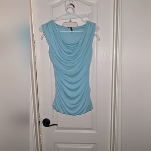 Sleeveless blue blouse